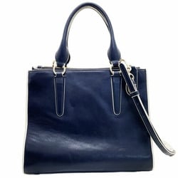 Coach Bag Crosby Carryall Leather Navy Blue Ivory White 35331 COACH Bicolor Tote Handbag Shoulder Crossbody SN-13062