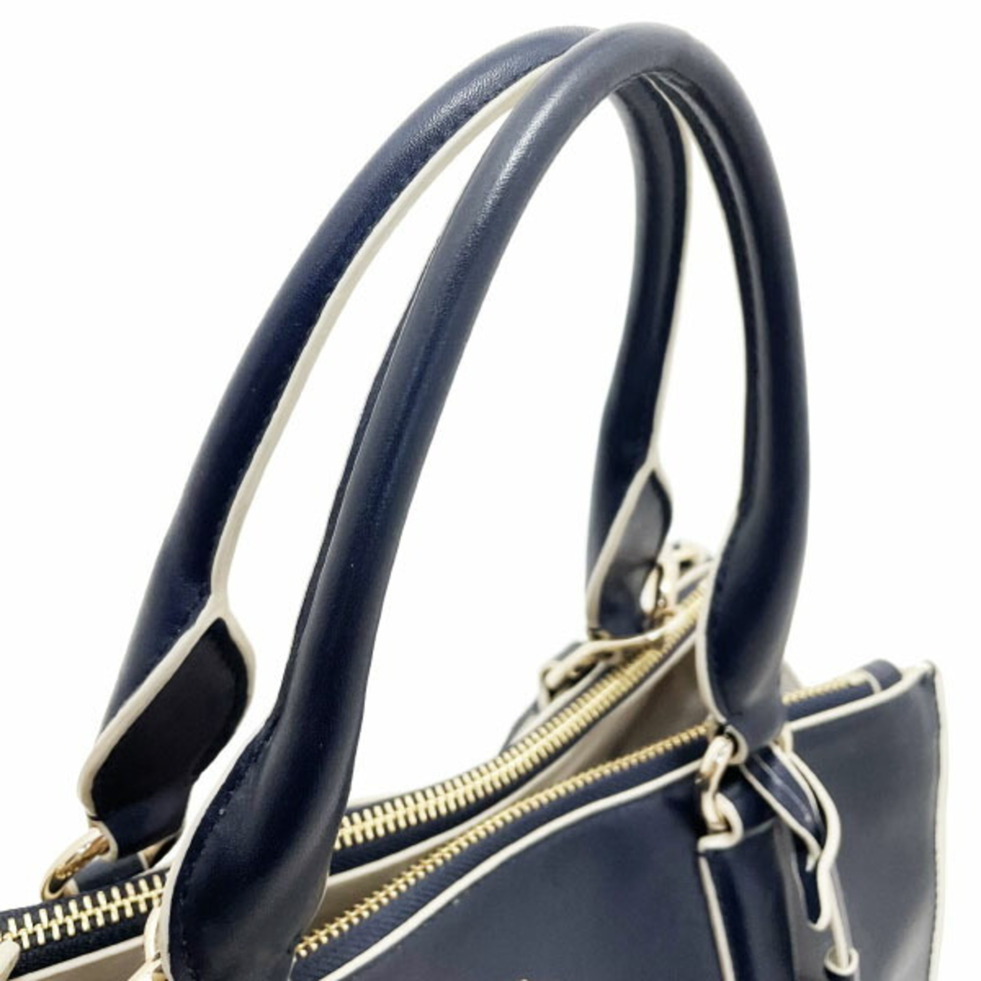 Coach Bag Crosby Carryall Leather Navy Blue Ivory White 35331 COACH Bicolor Tote Handbag Shoulder Crossbody SN-13062