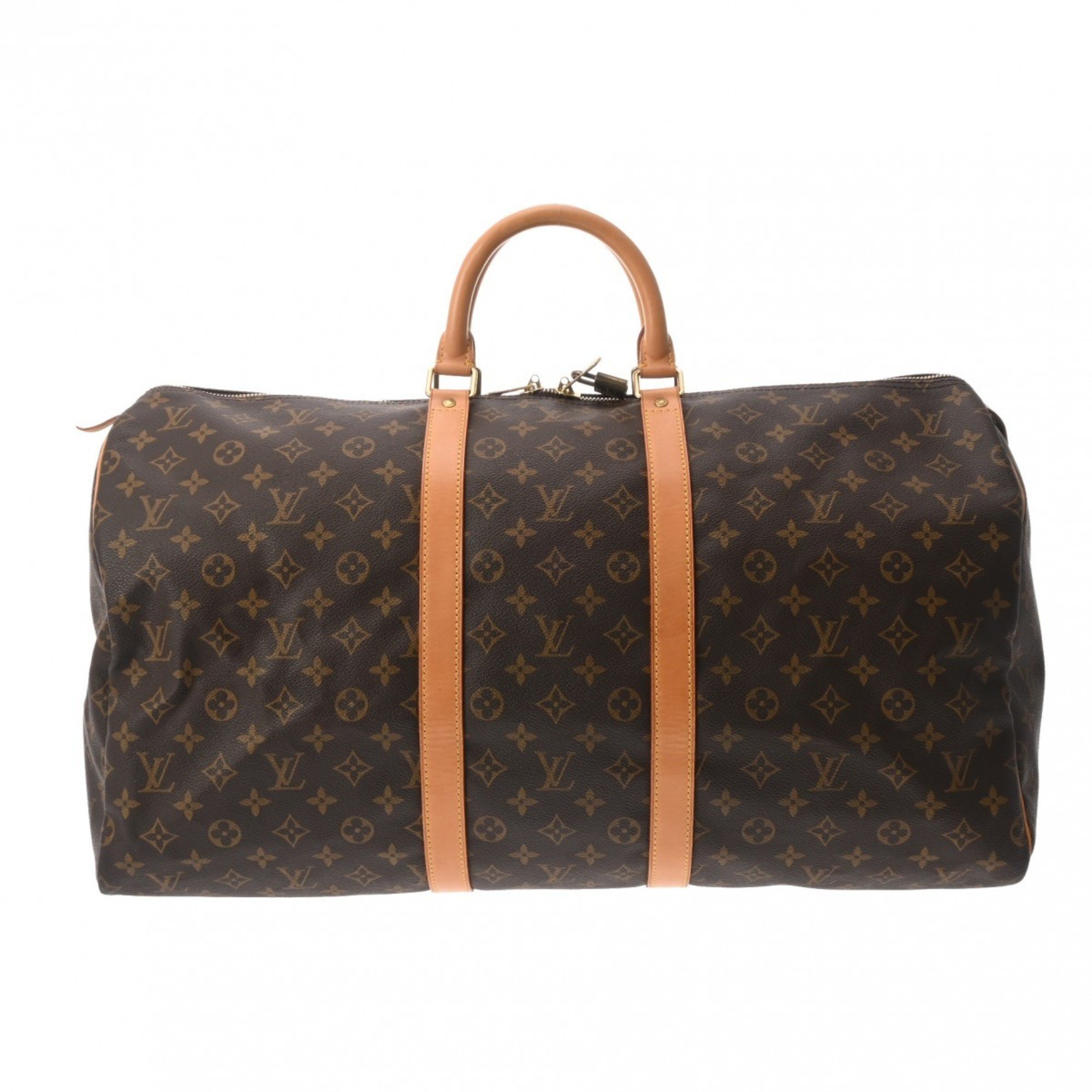 LOUIS VUITTON Louis Vuitton Monogram Keepall 55 Brown M41424 Unisex Canvas Boston Bag