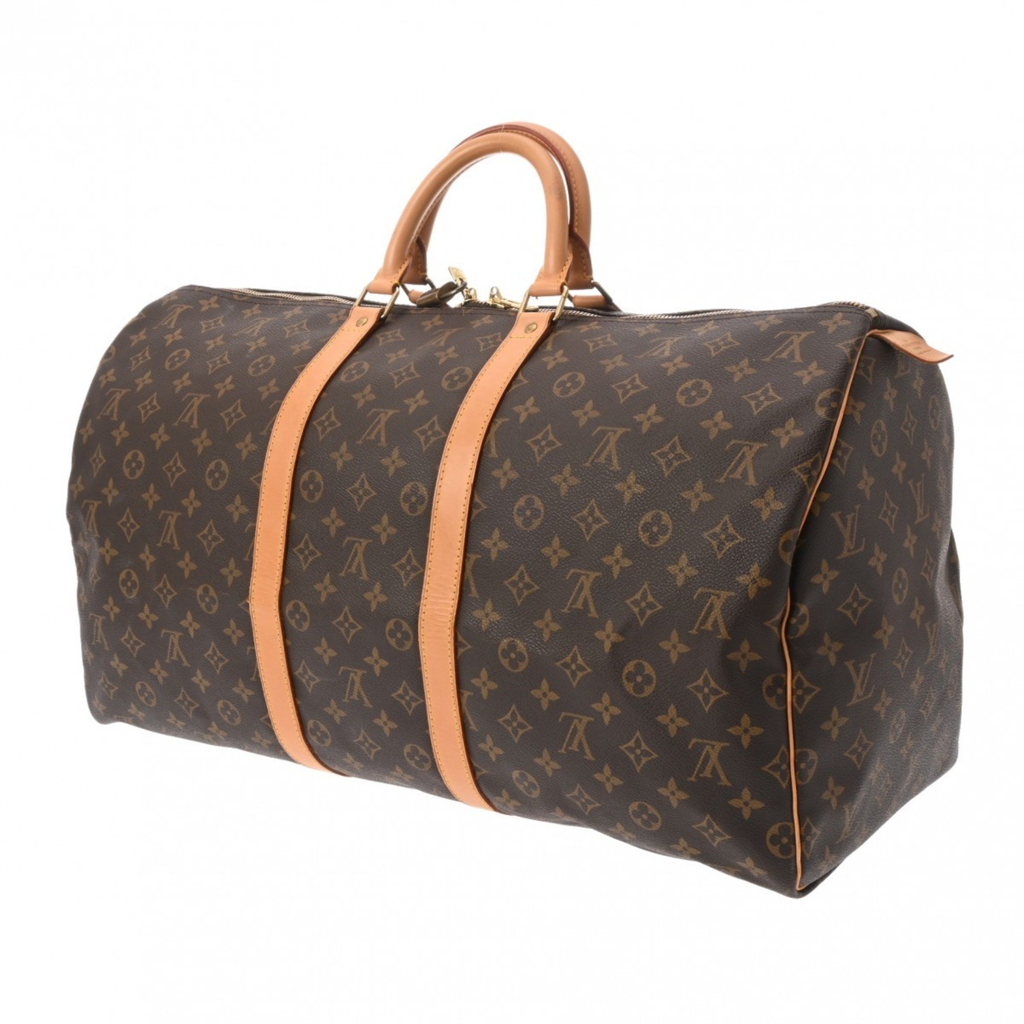 LOUIS VUITTON Louis Vuitton Monogram Keepall 55 Brown M41424 Unisex Canvas Boston Bag