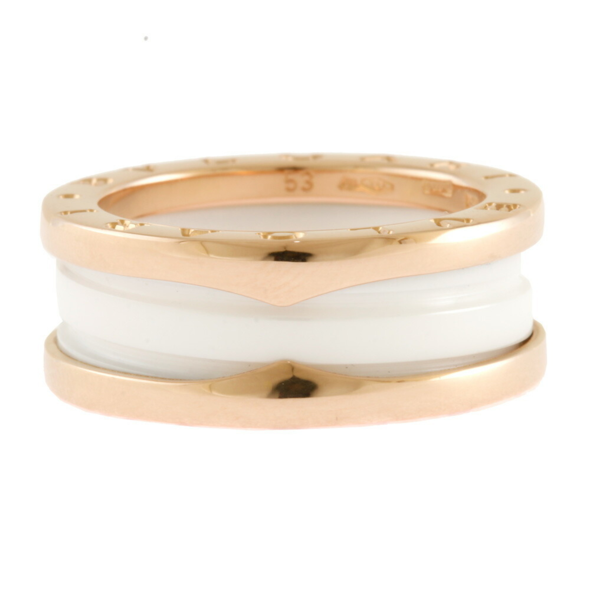 BVLGARI B-zero.1 B-zero One 3-band white ceramic ring, size 12, 18k gold, for women,