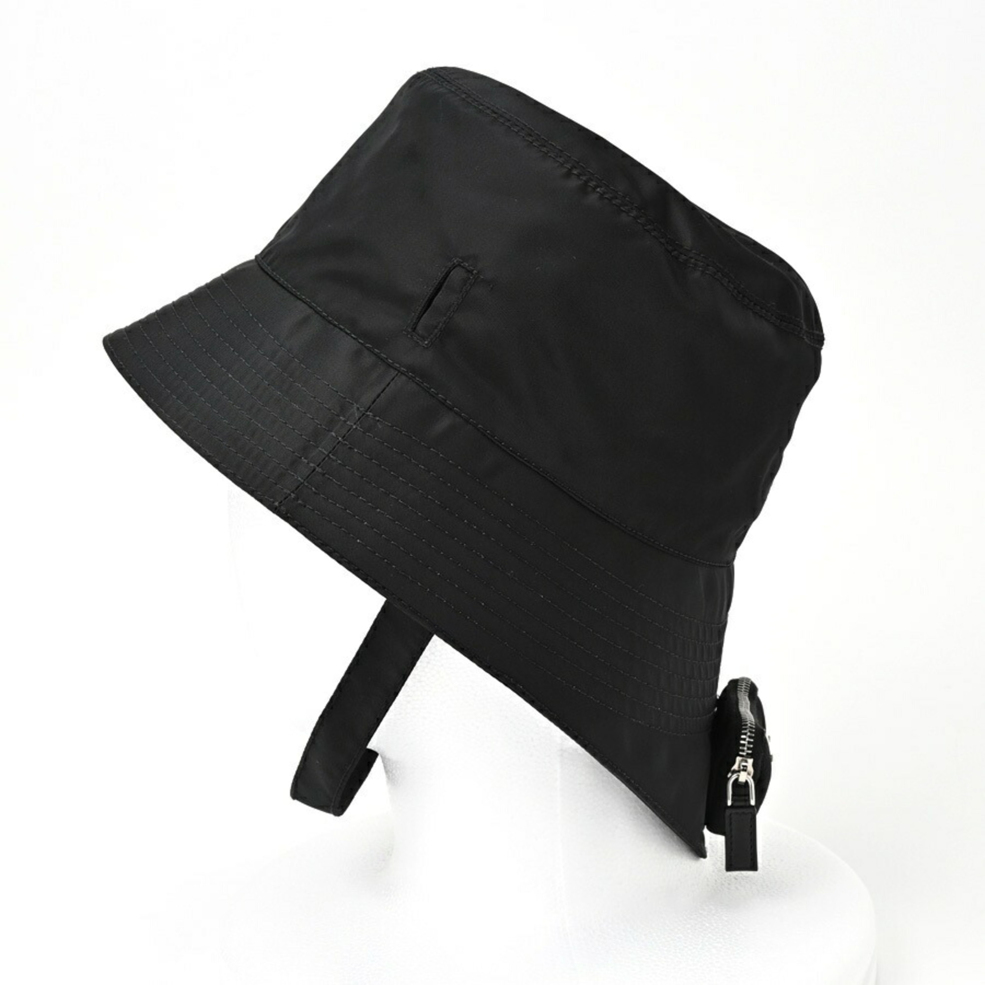 PRADA Re-Nylon Triangle Bucket Hat 2HC282 Nylon Black E-156652