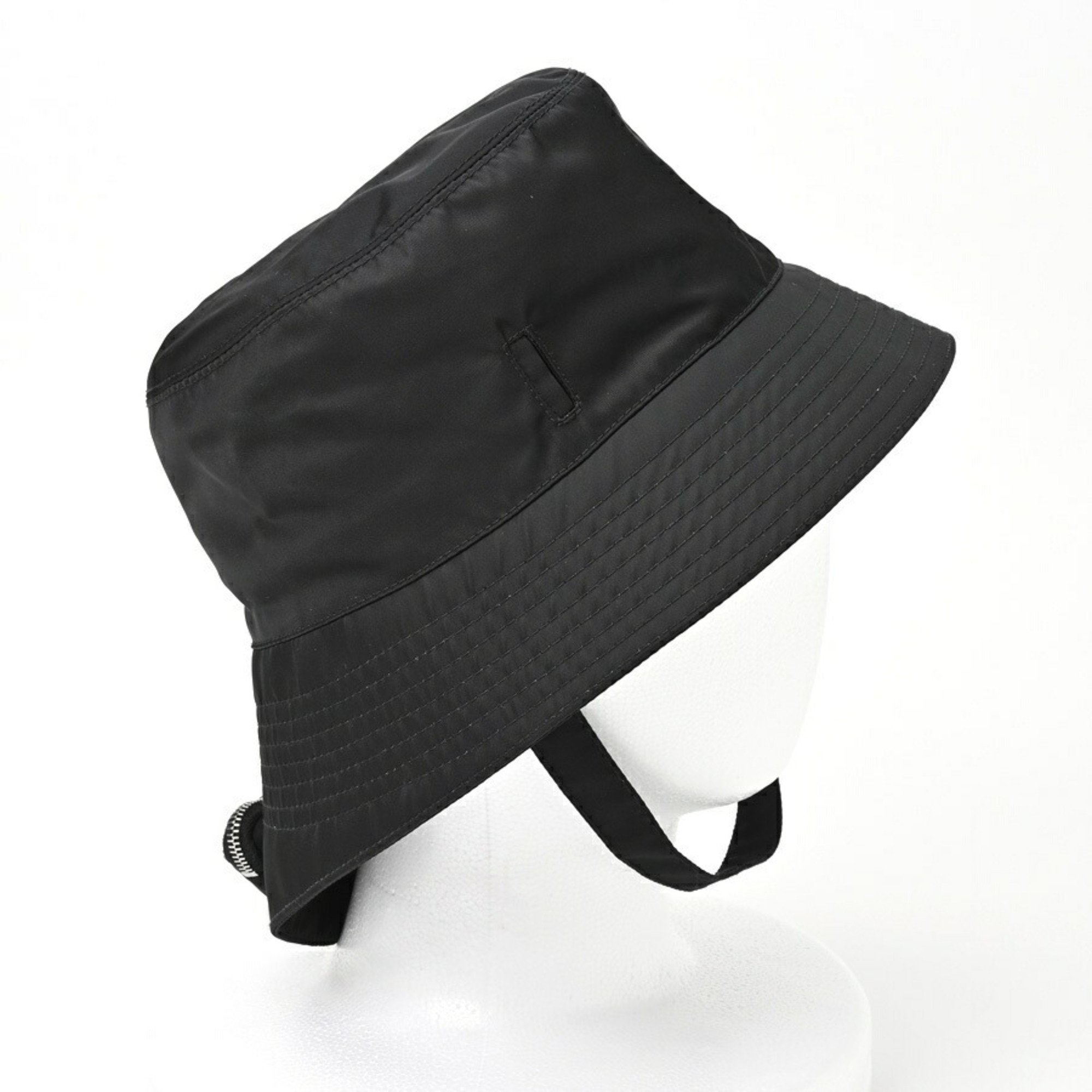 PRADA Re-Nylon Triangle Bucket Hat 2HC282 Nylon Black E-156652