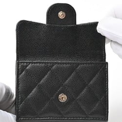 CHANEL Matelasse Small Flap Wallet Tri-fold Compact AP0230 Caviar Skin Black S-156663