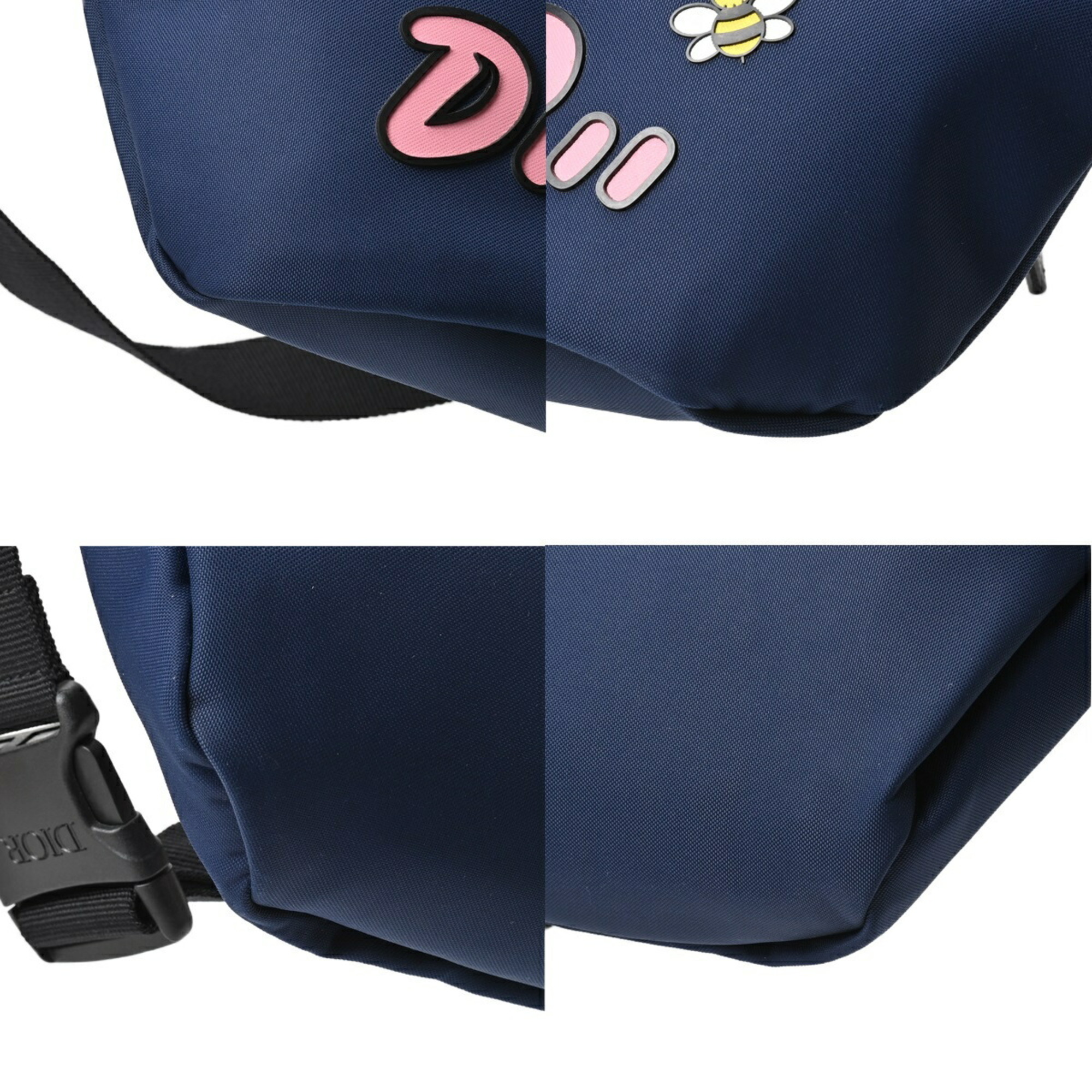 Christian Dior Dior DIOR x KAWS B Body Bag Belt Waist Pouch Nylon Leather Navy S-156614