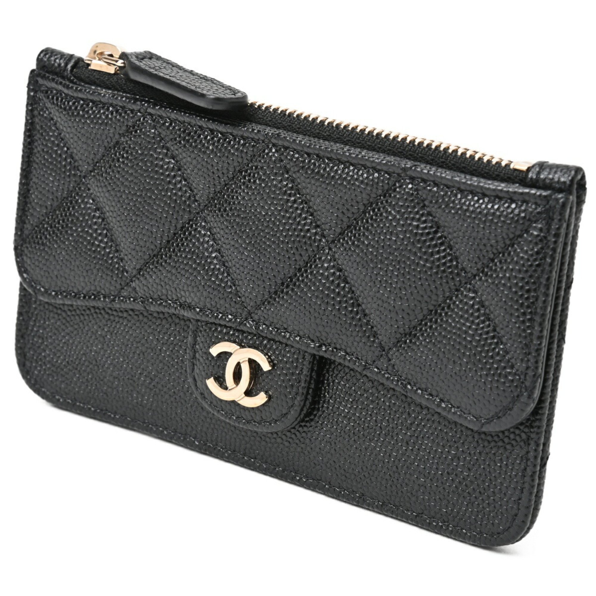 Chanel CHANEL Matelasse Coin Card Holder Case AP2570 Caviar Skin Black S-156662