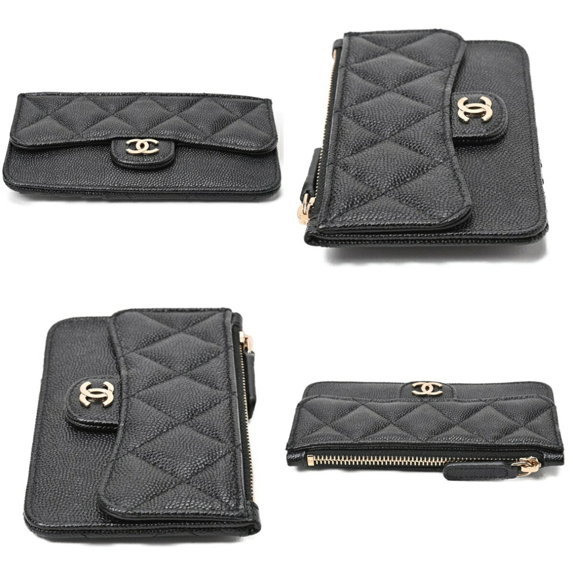 Chanel CHANEL Matelasse Coin Card Holder Case AP2570 Caviar Skin Black S-156662