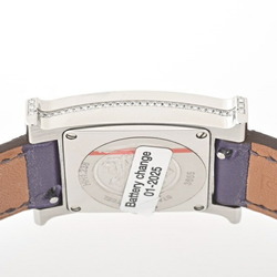 Hermes HERMES H Watch PM 25mm HH1.238 Shell White Quartz Wristwatch Lug and Case Side Diamonds E-156583