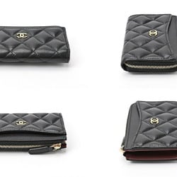 CHANEL Timeless Classic L-Shaped Coin Card Case AP3179 Caviar Skin Black Gold S-156698