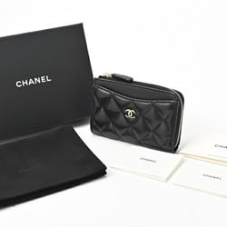 CHANEL Timeless Classic L-Shaped Coin Card Case AP3179 Caviar Skin Black Gold S-156698