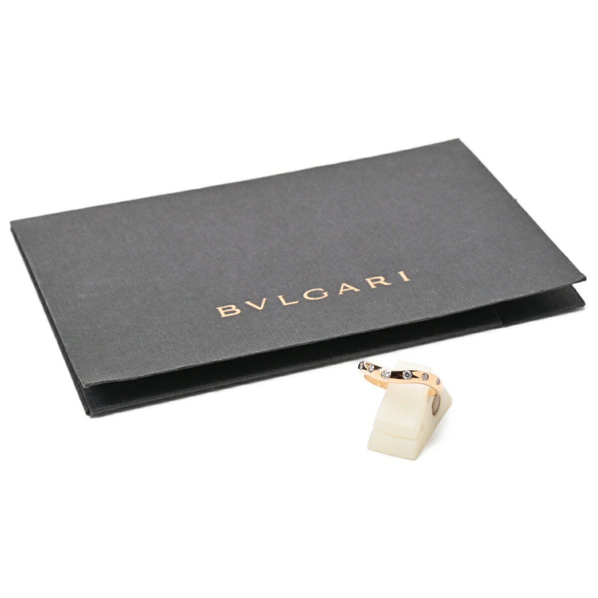 BVLGARI Corona Ring V-shaped 7P Diamond #12 750 K18YG Yellow Gold L-156632