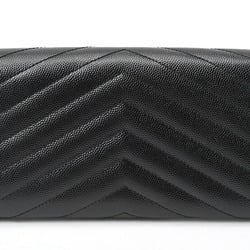 Saint Laurent SAINT LAURENT Monogram Large Flap Wallet 372264 Grain de Poudre Embossed Leather Black S-156603