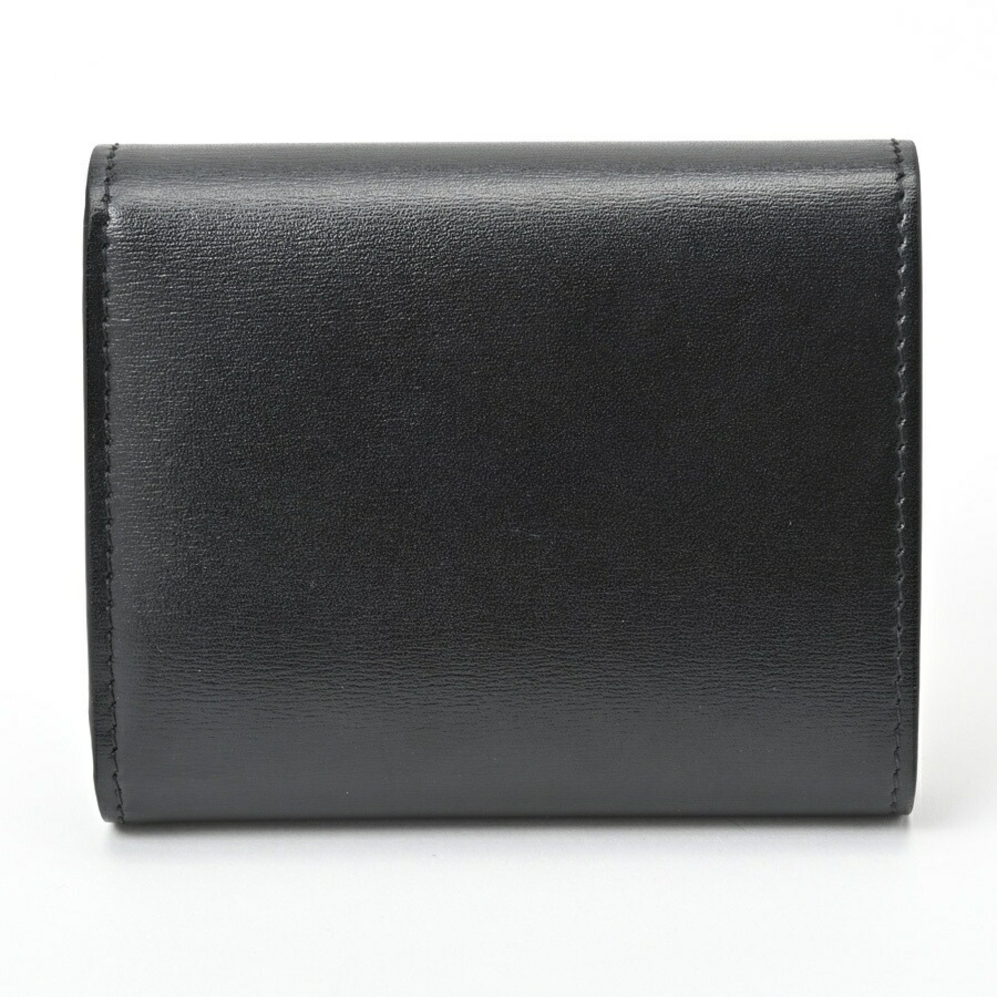 CELINE Triomphe Small Wallet Tri-fold 10D783DPV.38NO Shiny Calfskin Black E-156587