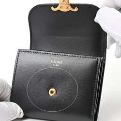 CELINE Triomphe Small Wallet Tri-fold 10D783DPV.38NO Shiny Calfskin Black E-156587