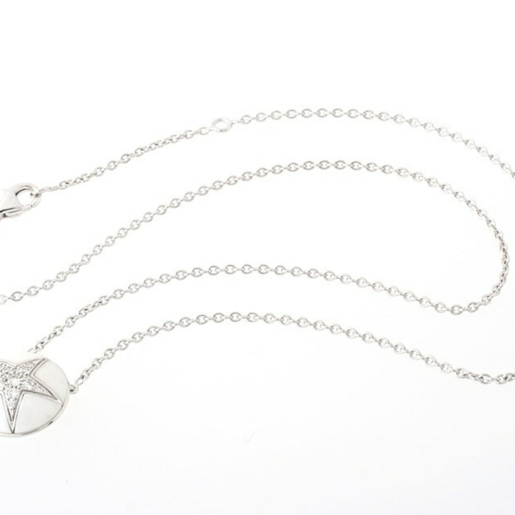 CHANEL Comet Star Necklace K18WG Diamond Ceramic 40.5cm E-156246