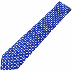 Salvatore Ferragamo Necktie 100% Silk Blue Multicolor Sheep Flower Men's KK-13782