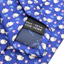 Salvatore Ferragamo Necktie 100% Silk Blue Multicolor Sheep Flower Men's KK-13782