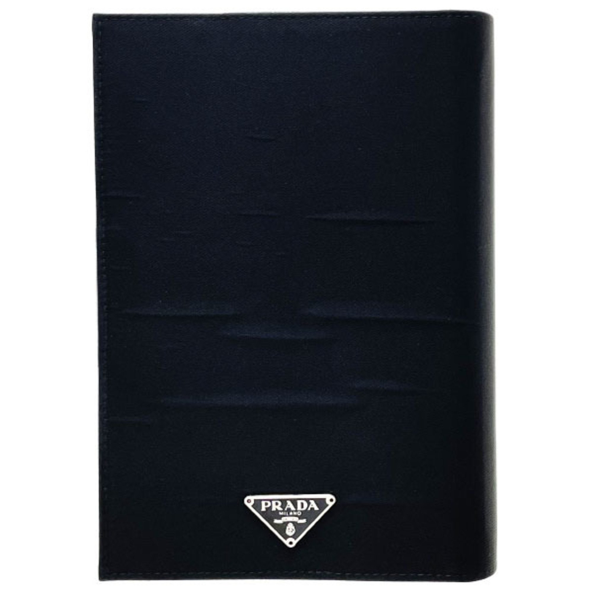 Prada Planner Cover Triangle Agenda Nylon Leather Black A80 PRADA Plate Address Book Memo Pad 6 Hole TESSUTO VITEL NERO KK-13624