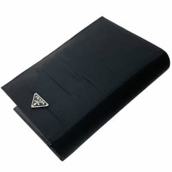 Prada Planner Cover Triangle Agenda Nylon Leather Black A80 PRADA Plate Address Book Memo Pad 6 Hole TESSUTO VITEL NERO KK-13624