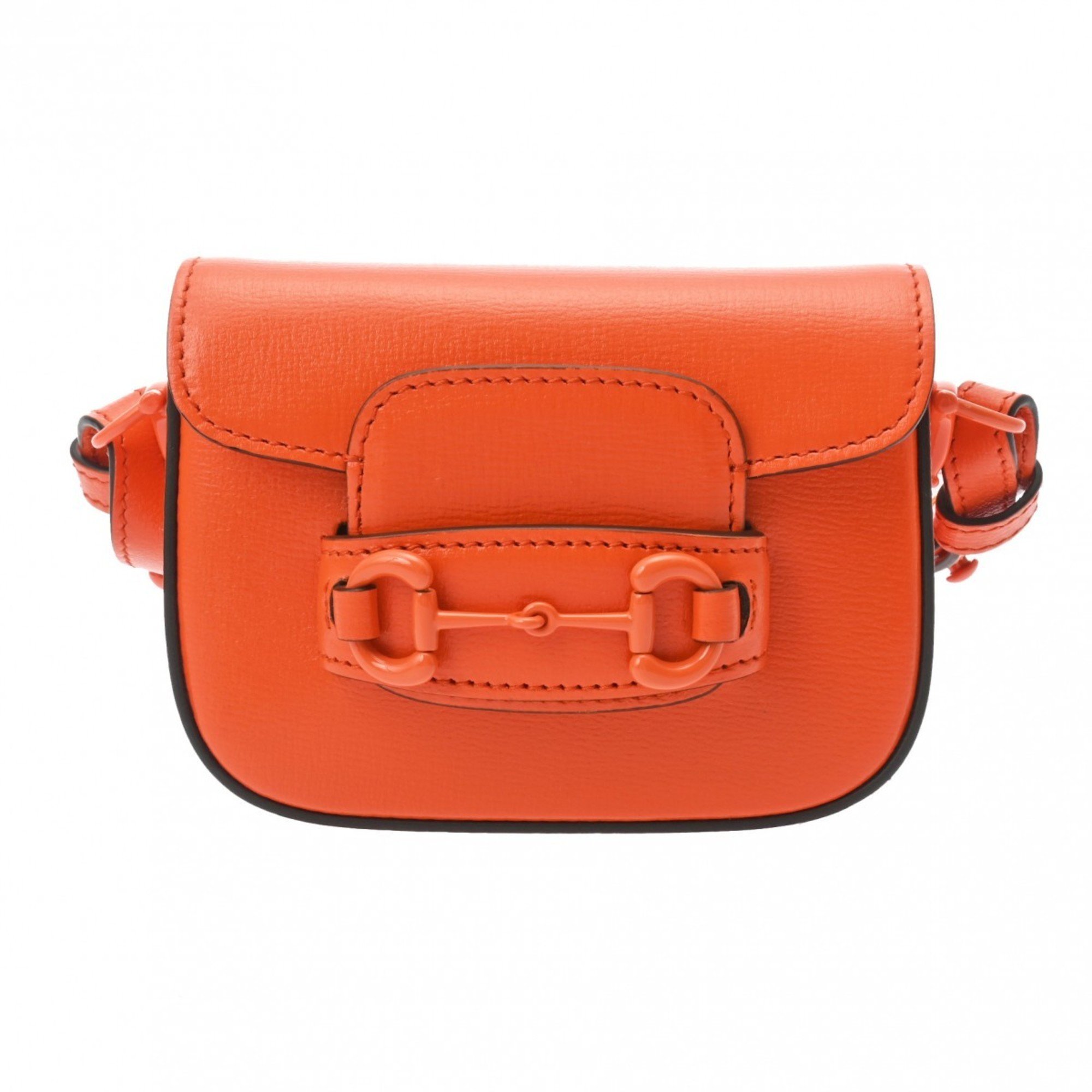 GUCCI Horsebit 1955 Orange 726863 Women's Leather Shoulder Bag