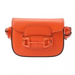 GUCCI Horsebit 1955 Orange 726863 Women's Leather Shoulder Bag