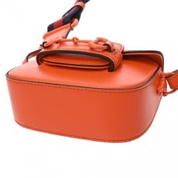 GUCCI Horsebit 1955 Orange 726863 Women's Leather Shoulder Bag