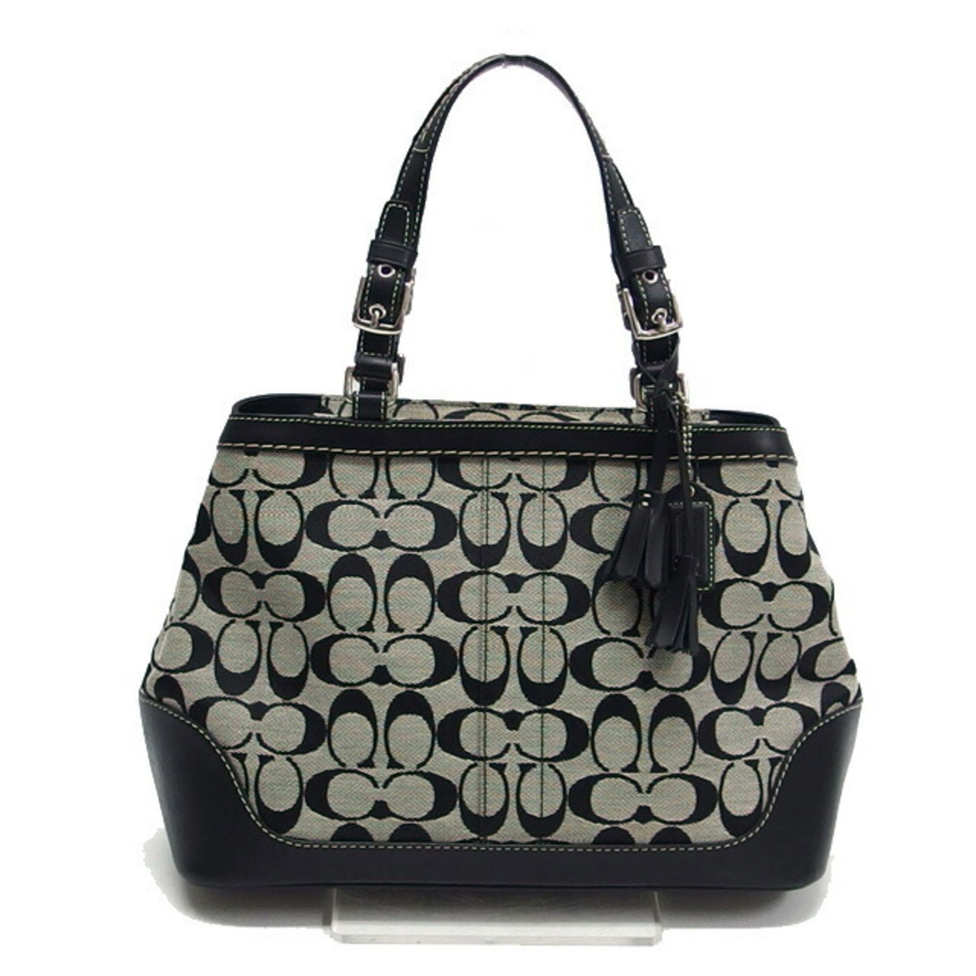 Coach Signature Small Carriole Handbag Grey x Black