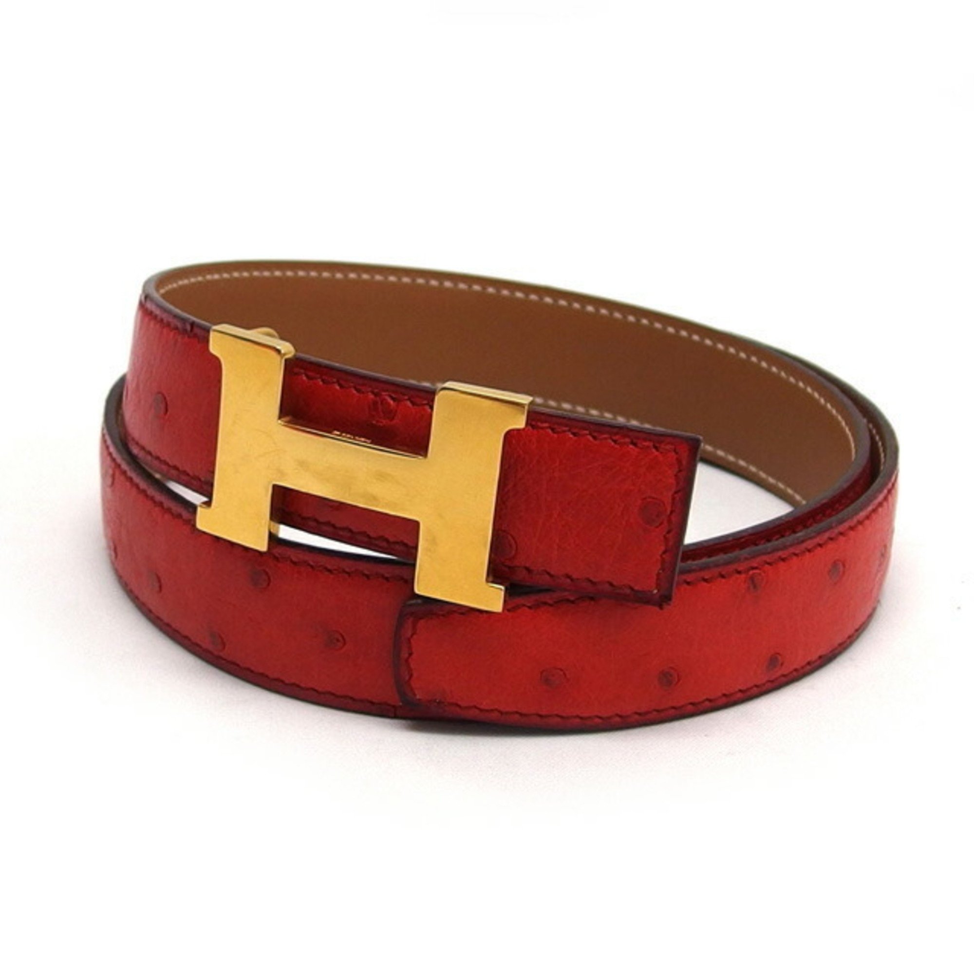 Hermes Constance reversible belt red/brown