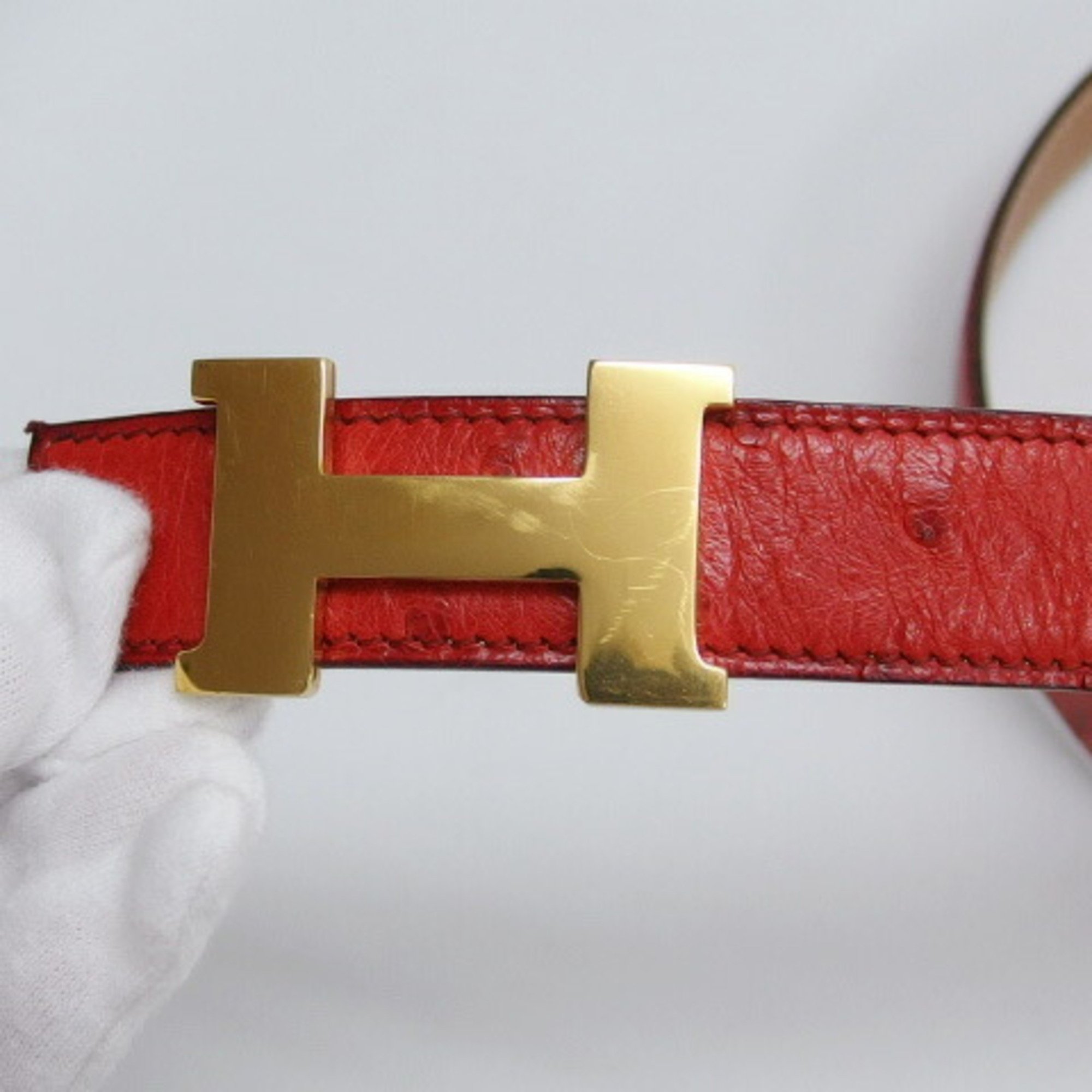 Hermes Constance reversible belt red/brown