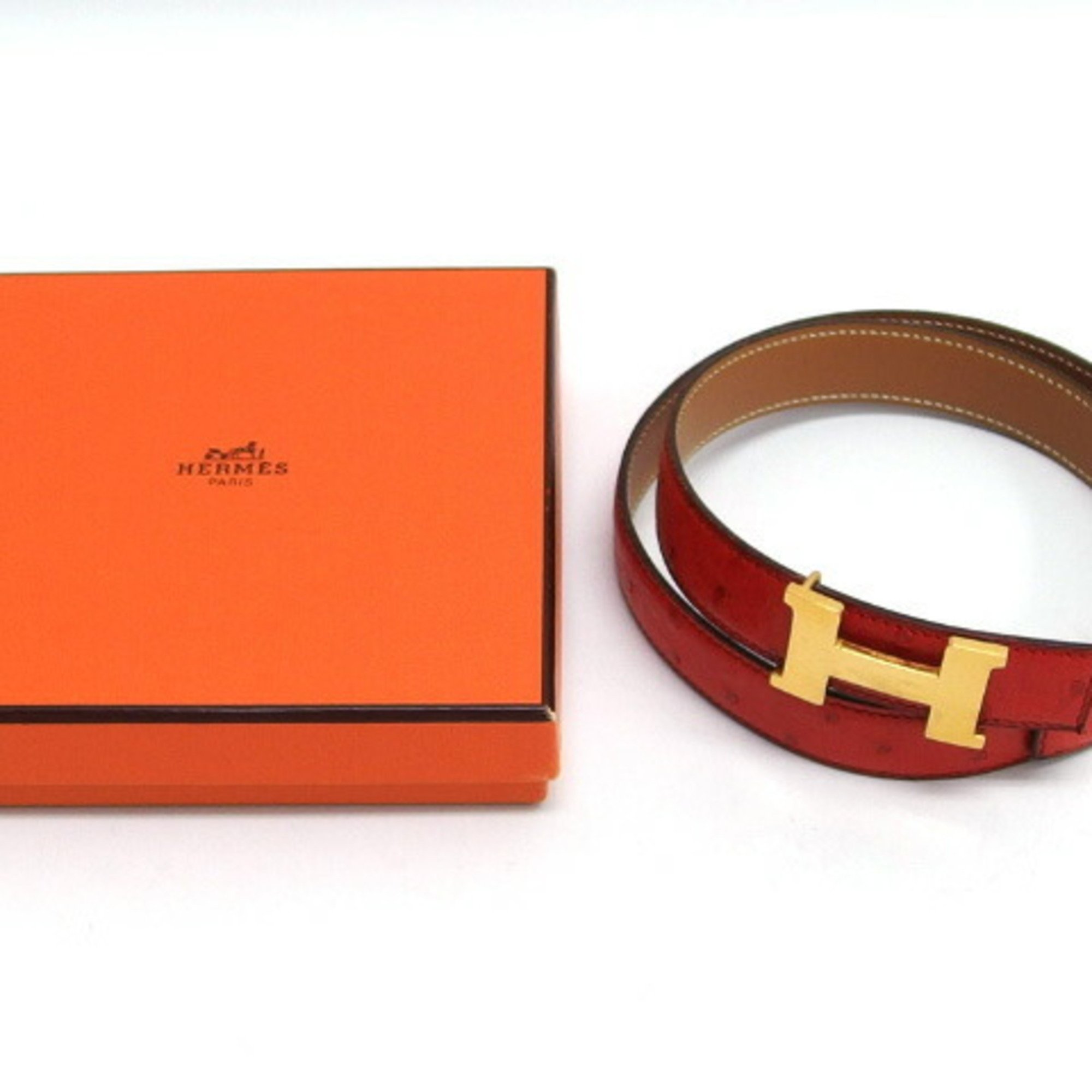 Hermes Constance reversible belt red/brown