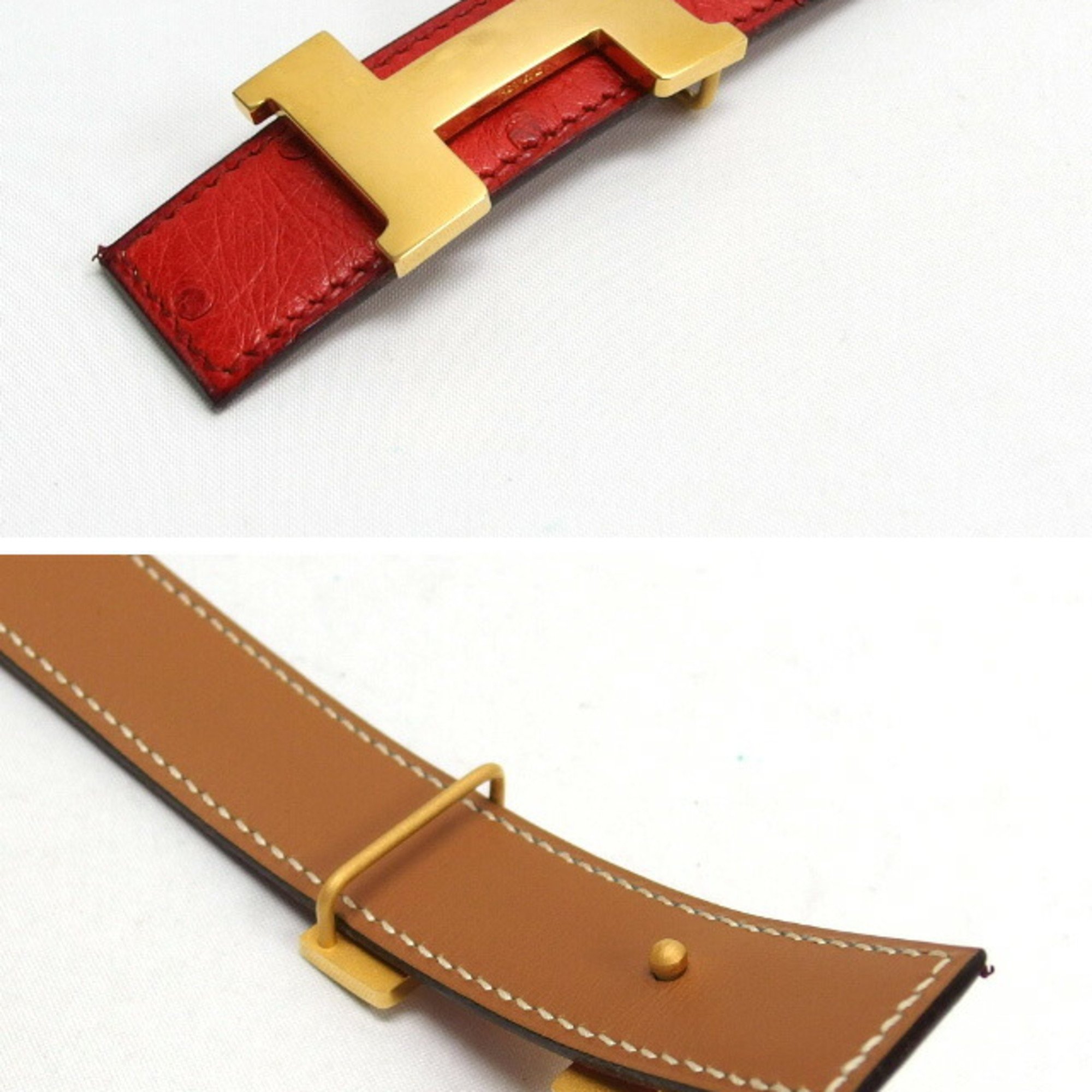 Hermes Constance reversible belt red/brown