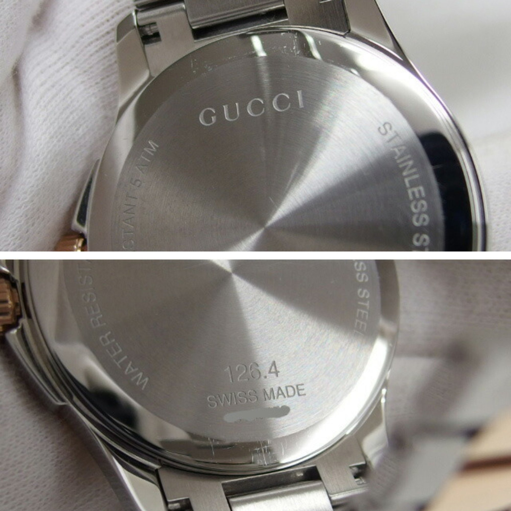 Gucci Diamante Pattern G Timeless Date Men's Watch 126.4 Wristwatch