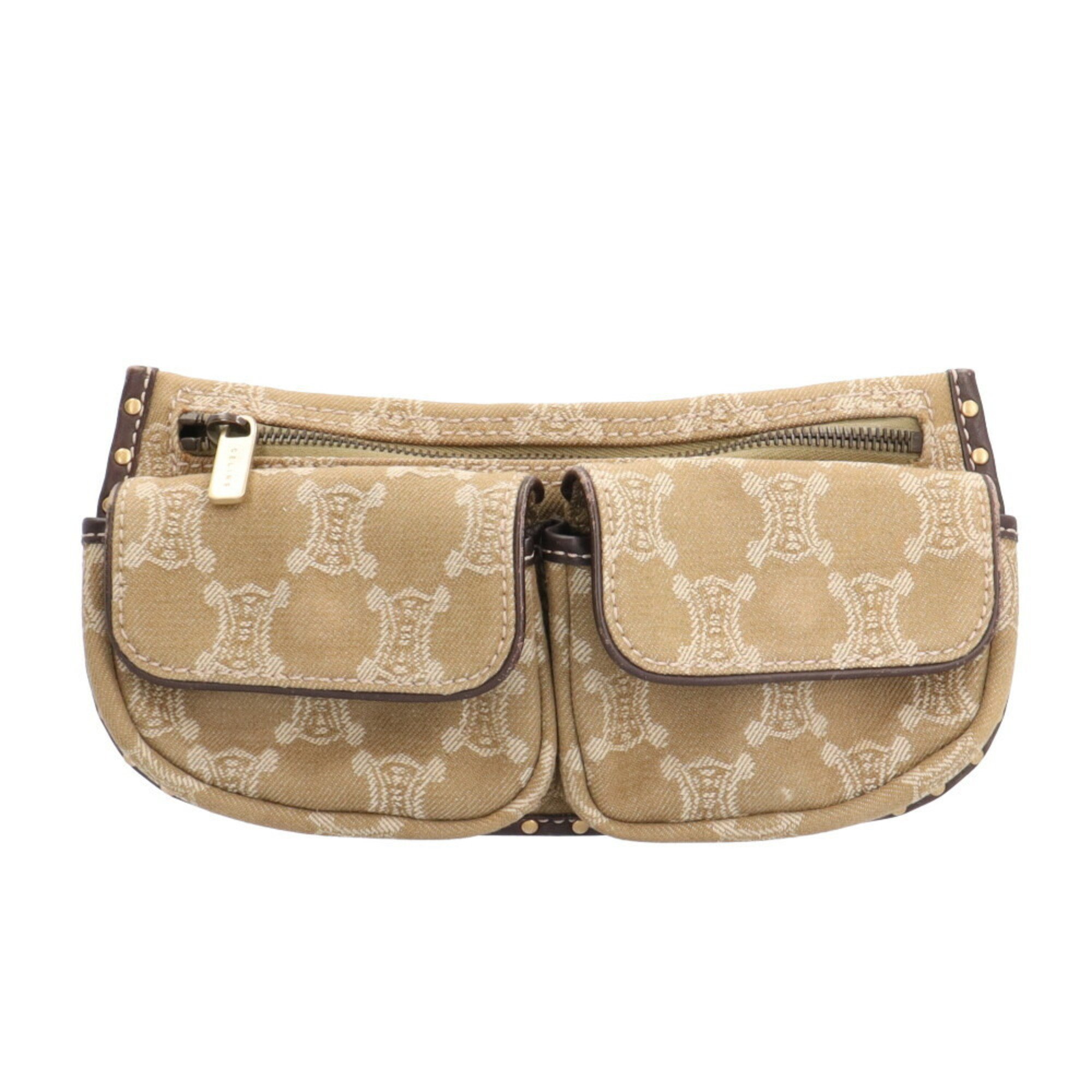 Celine Macadam Waist Bag Denim Beige Women's CELINE