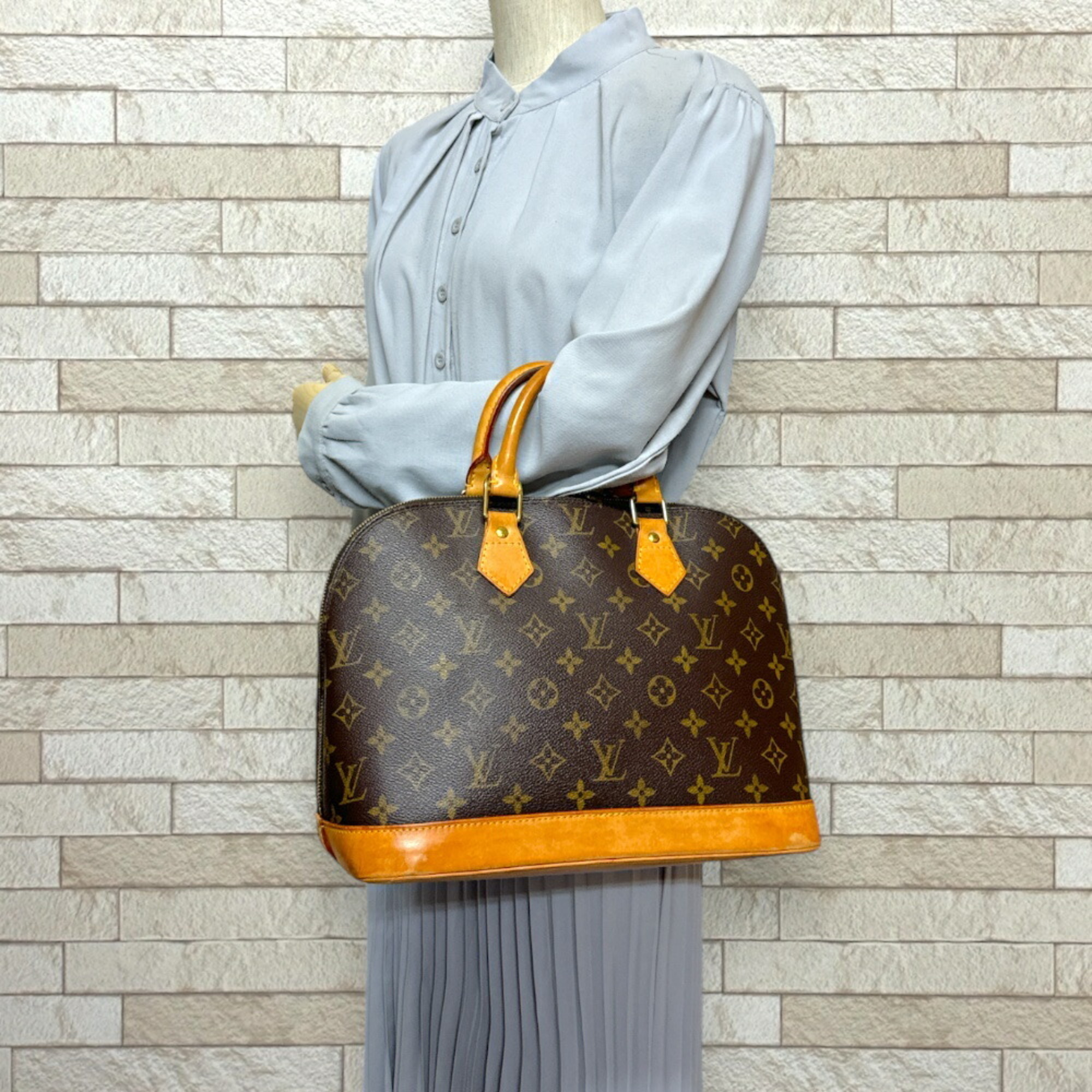 Louis Vuitton Alma Monogram Handbag Canvas M51130 Brown Women's LOUIS VUITTON