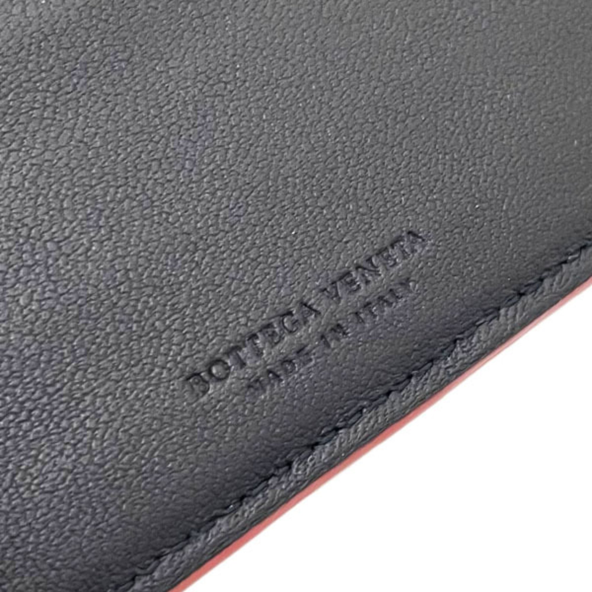 Bottega Veneta Bi-fold Wallet Intrecciato Leather Navy Black Red BOTTEGA VENETA Mesh Line Three-color Compact AWKAN-13721