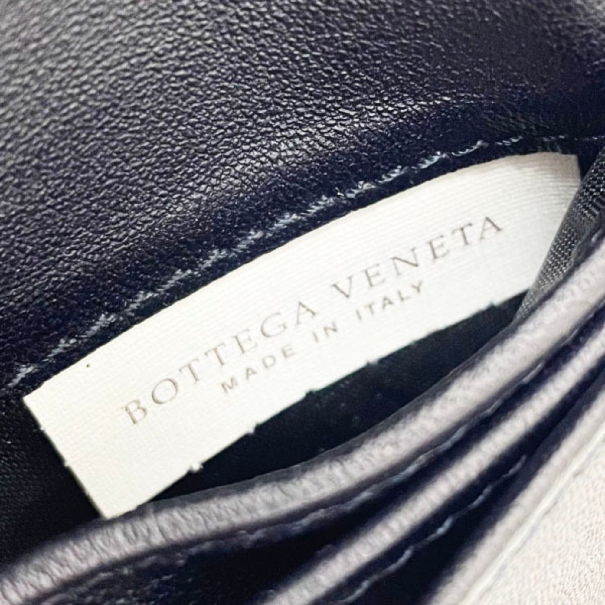 Bottega Veneta Bi-fold Wallet Intrecciato Leather Navy Black Red BOTTEGA VENETA Mesh Line Three-color Compact AWKAN-13721