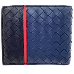 Bottega Veneta Bi-fold Wallet Intrecciato Leather Navy Black Red BOTTEGA VENETA Mesh Line Three-color Compact AWKAN-13721