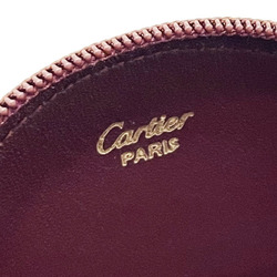 Cartier Coin Case Must Line Purse Leather Bordeaux Wine Red Maroon 2C Round TT-13613