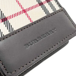 Burberry coin case Nova check purse nylon leather beige dark brown BURBERRY box type NN-13709