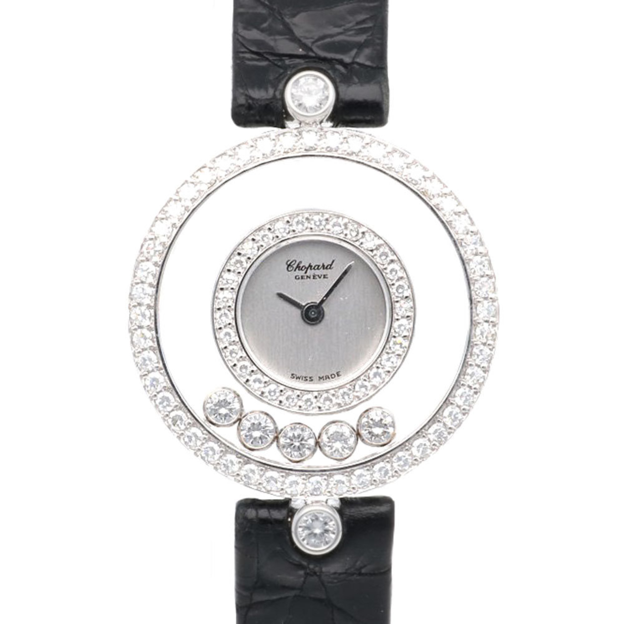 Chopard Happy Diamonds Watch 18K 4097 Quartz Ladies Diamond Bezel Moving Manufacturer Overhauled