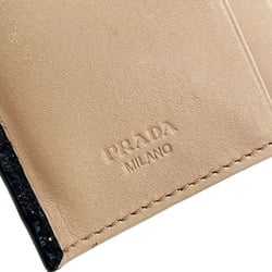 Prada Card Case Ribbon Business Holder Leather Black PRADA IC Pass NERO YWYN-13646