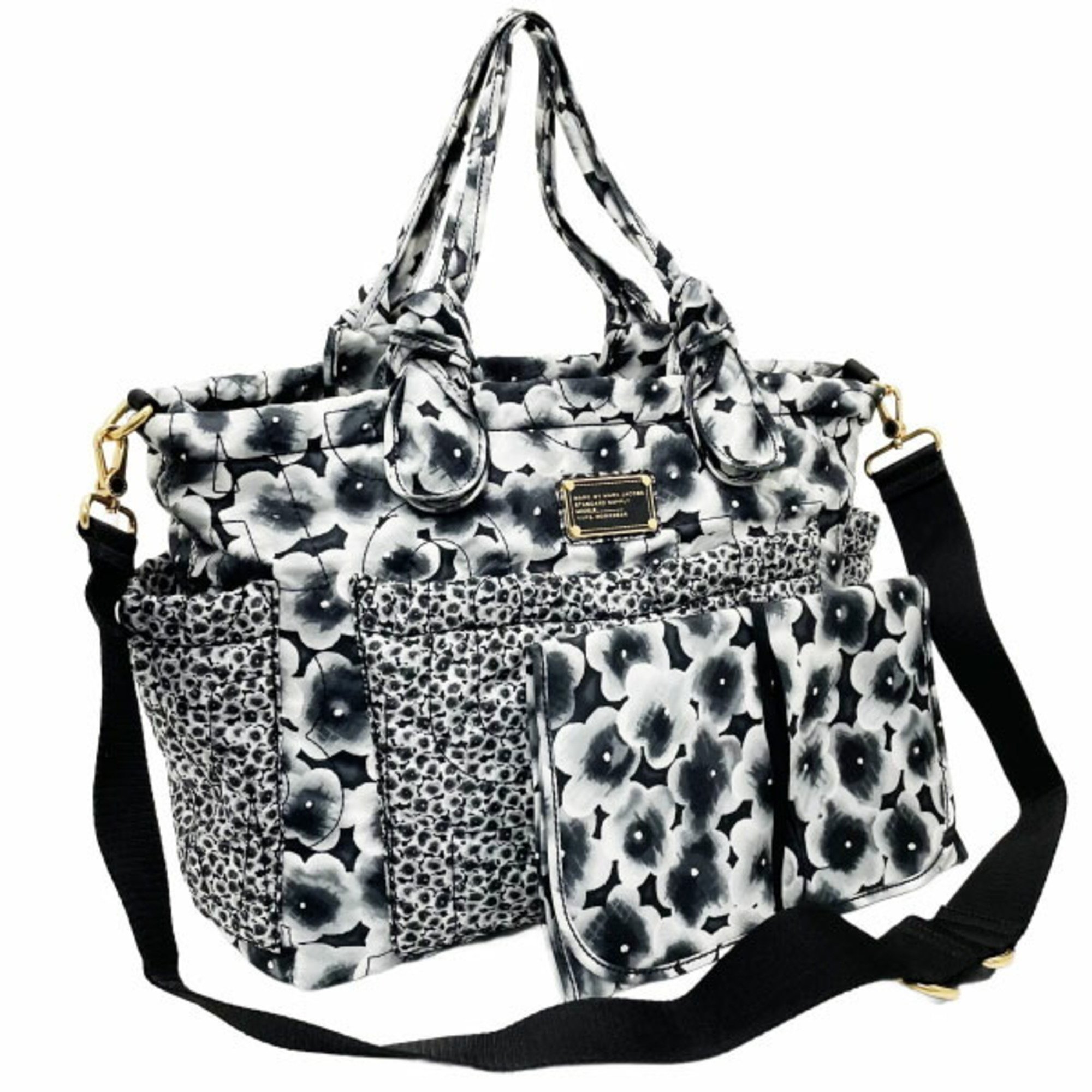 Marc by Marc Jacobs MARC BY JACOBS Bag Mother's Nylon Black M0004523 Flower Stitch Handbag Tote Shoulder MJ TT-13513