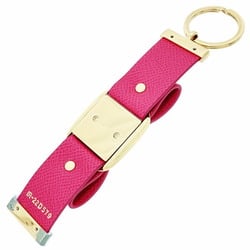 Salvatore Ferragamo Key Holder Vara Fob Calf Deep Pink 22 D579 Leather Ribbon Ring Charm Bag Women's KM-13699