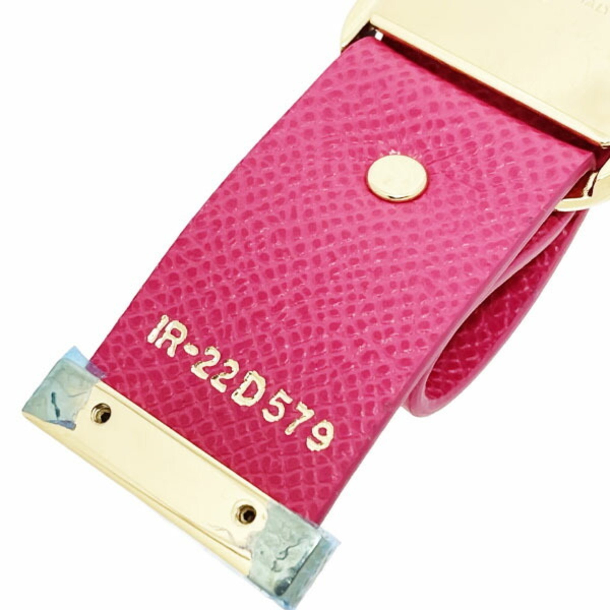 Salvatore Ferragamo Key Holder Vara Fob Calf Deep Pink 22 D579 Leather Ribbon Ring Charm Bag Women's KM-13699