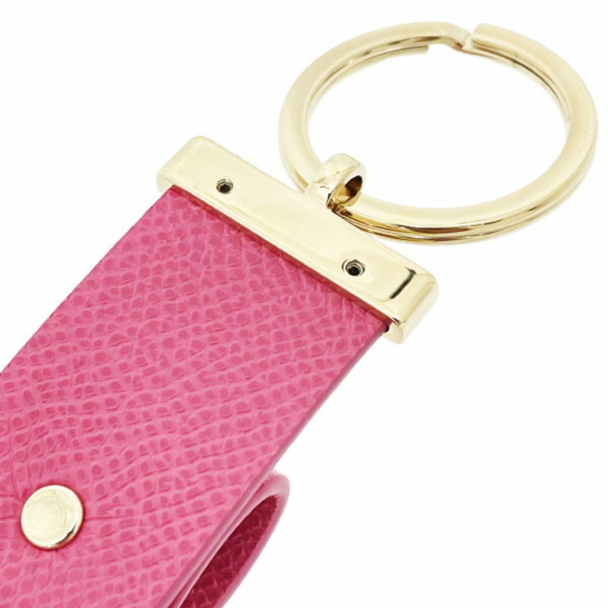 Salvatore Ferragamo Key Holder Vara Fob Calf Deep Pink 22 D579 Leather Ribbon Ring Charm Bag Women's KM-13699