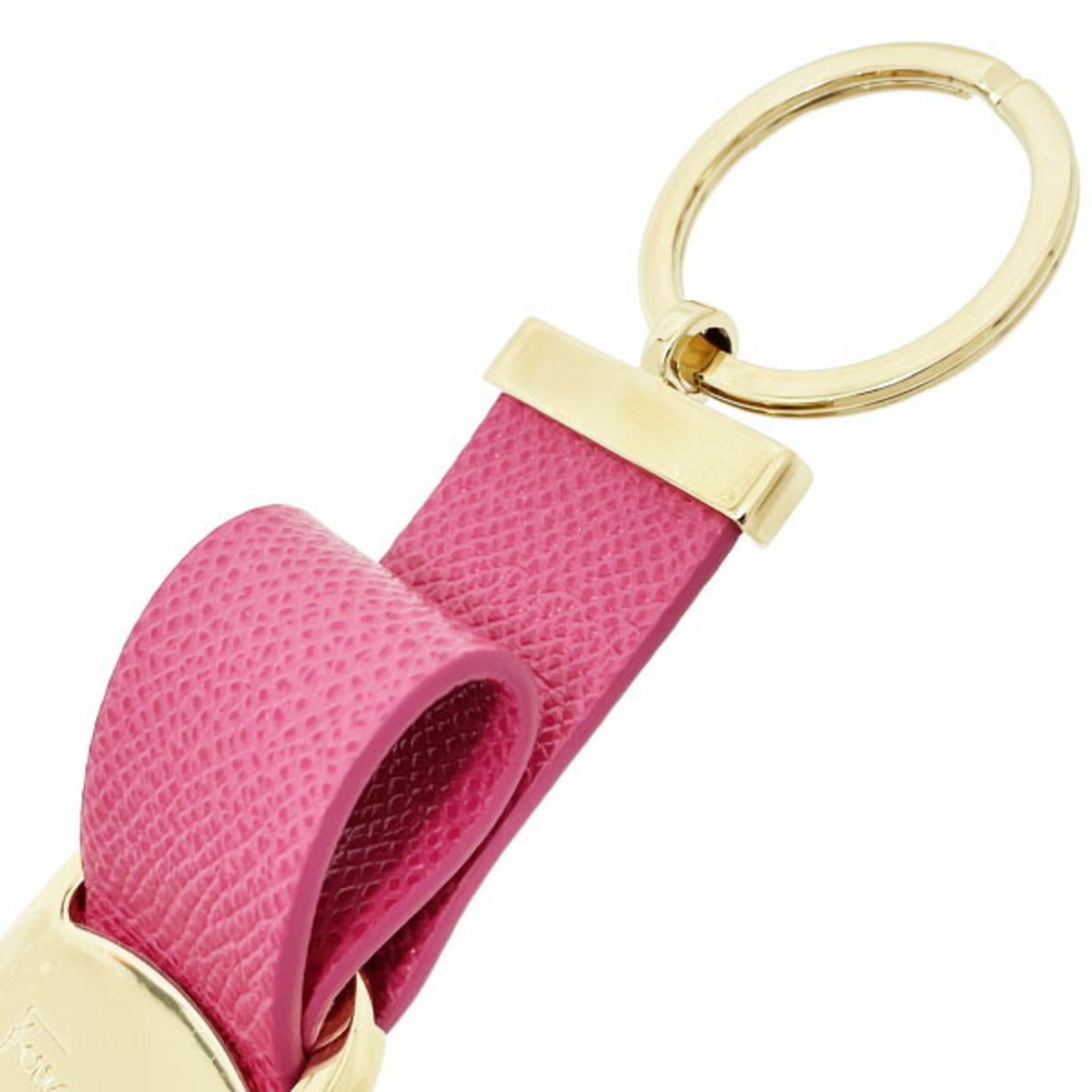 Salvatore Ferragamo Key Holder Vara Fob Calf Deep Pink 22 D579 Leather Ribbon Ring Charm Bag Women's KM-13699