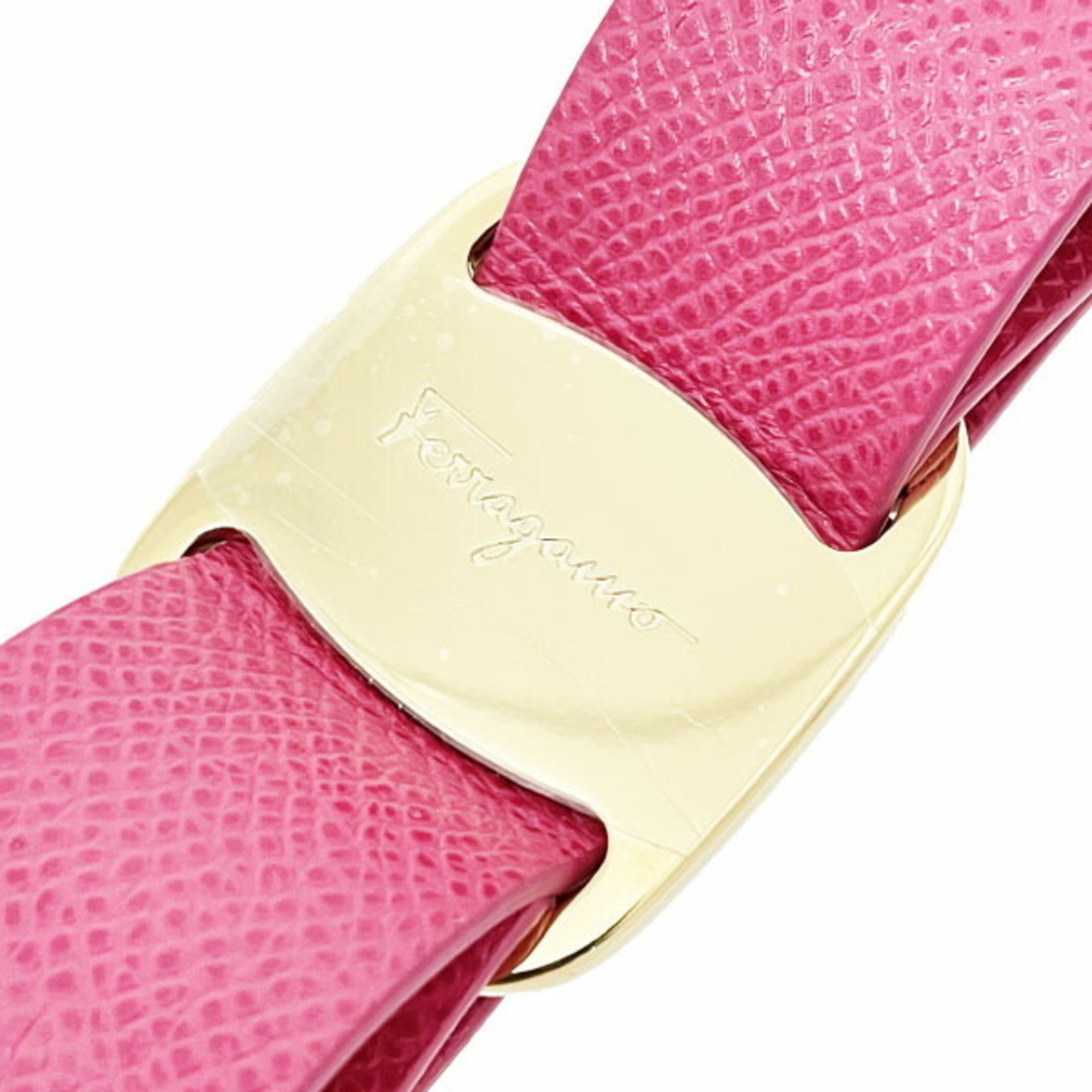 Salvatore Ferragamo Key Holder Vara Fob Calf Deep Pink 22 D579 Leather Ribbon Ring Charm Bag Women's KM-13699