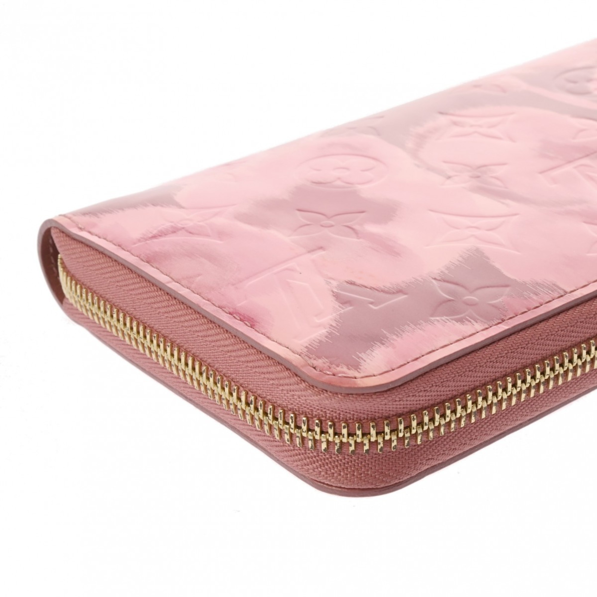 LOUIS VUITTON Louis Vuitton Vernis Ikat Flower Zippy Wallet Rose Velours M90020 Women's Monogram Long