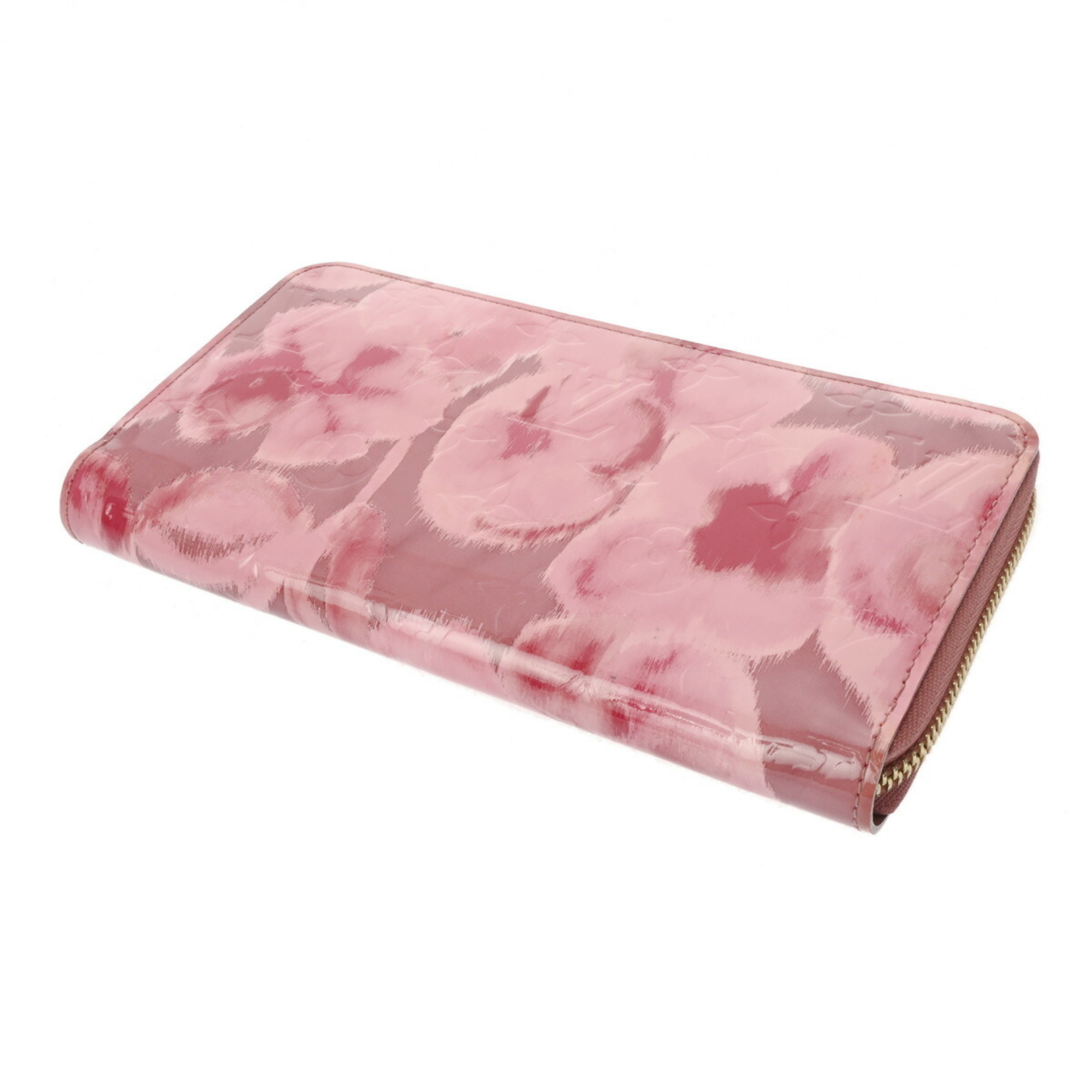 LOUIS VUITTON Louis Vuitton Vernis Ikat Flower Zippy Wallet Rose Velours M90020 Women's Monogram Long