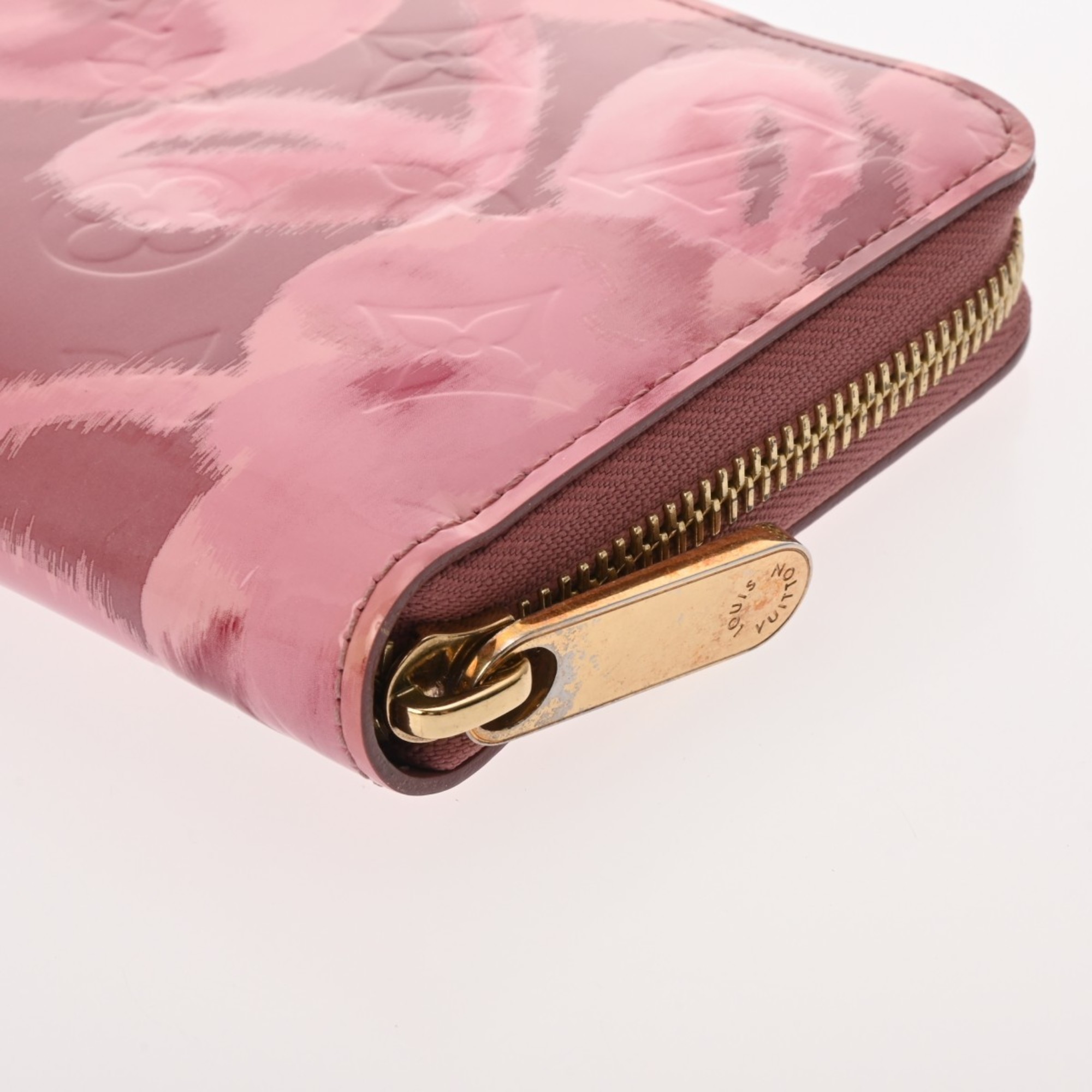 LOUIS VUITTON Louis Vuitton Vernis Ikat Flower Zippy Wallet Rose Velours M90020 Women's Monogram Long